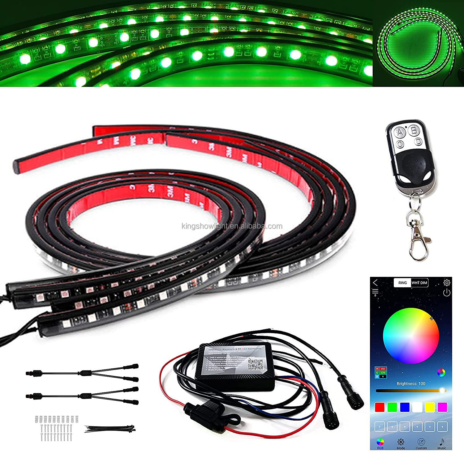Waterproof Super Bright LED Strip Light Under Car Truck Pickup Multi Colors By APP And Remote Control Underbody Light For Cars 16
