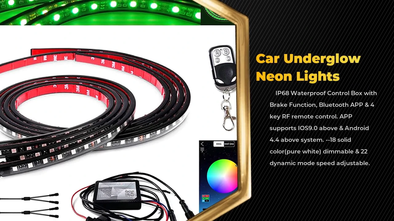 APP Controlled LED exterior underbody Lighting Kit 4pcs Neon Accent Strip with brake and turn Signal Function 1
