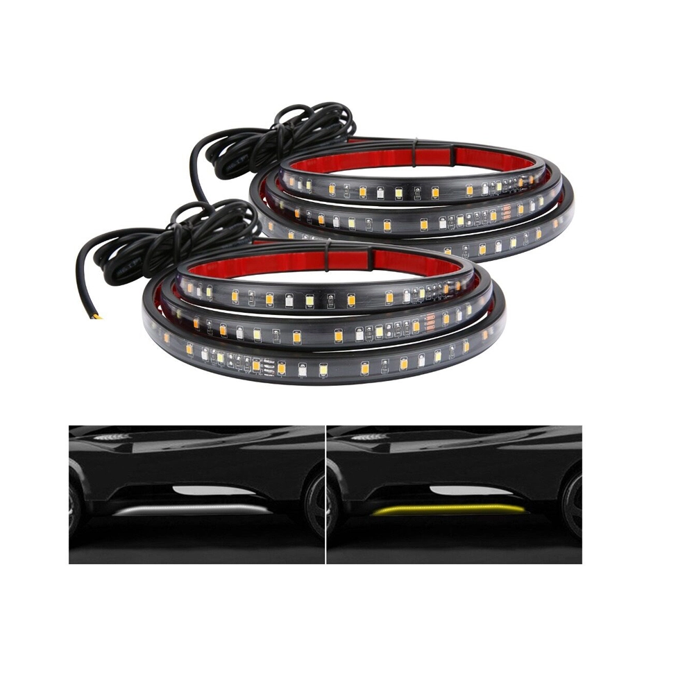 2pc 62 inch amber side marker & courtesy step led running board lighting kit 1