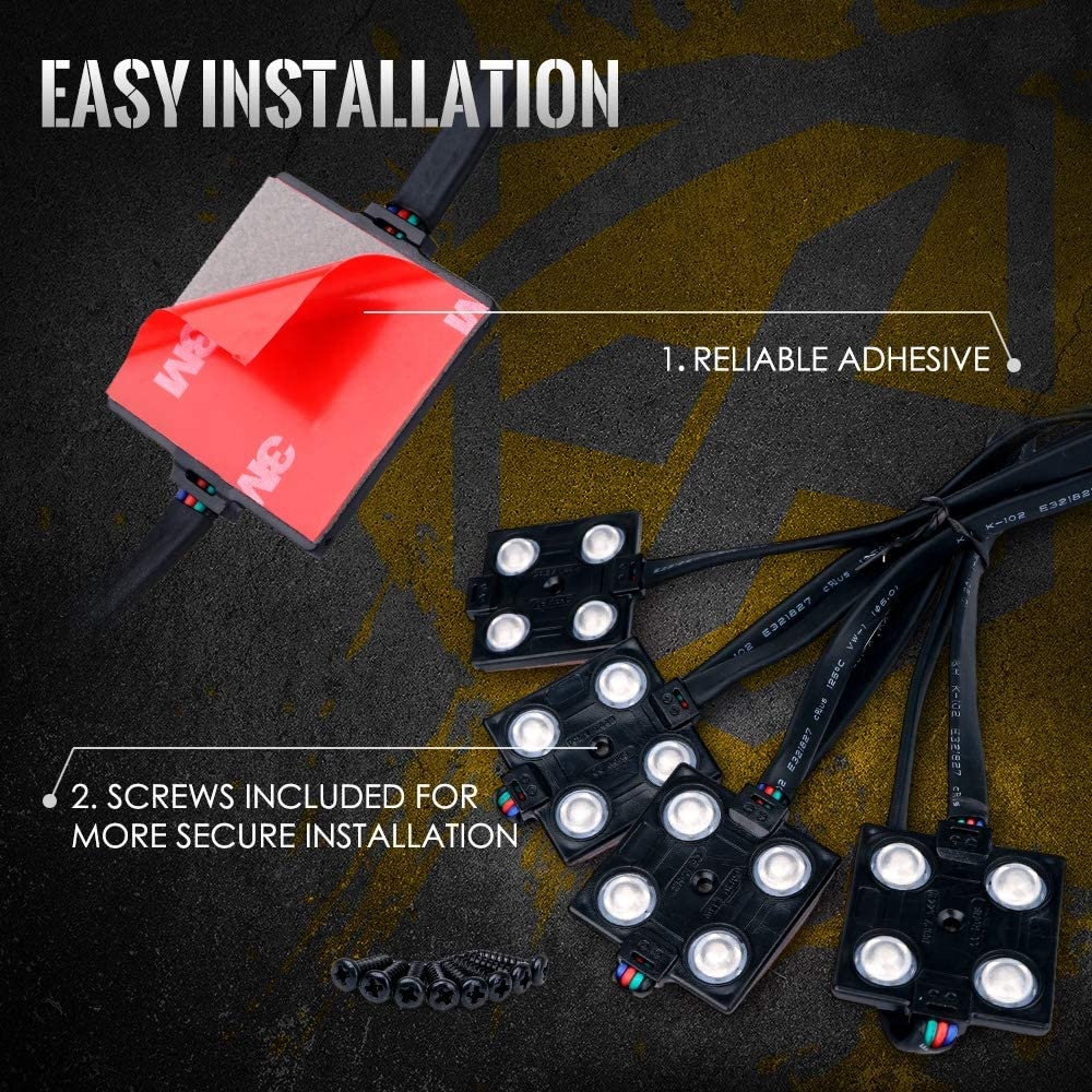 Kingshowstar - 8pcs RGB LED Truck Bed Light Kit, 8 Colors Pickup Cargo Rock Lighting Kits w/Wireless Remote Control, Universal for Car Interior led truck bed light 14