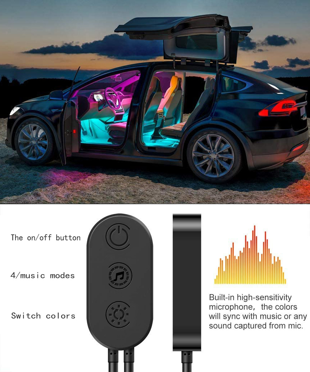 Kingshowstar - New Arrival Universal Decoration Ambient Auto Lighting System Usb Strip Car Led Light Interior led auto interior underbody light 14