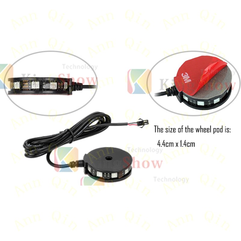 Kingshowstar 2Pods Universal RGB 360 Degree Colorful Wheel Light Axle Center Motorcycle LED 12