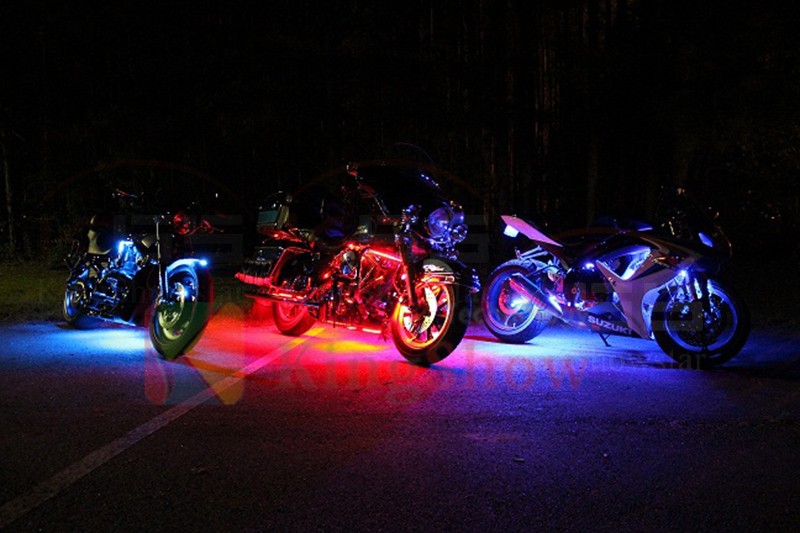 Kingshowstar - Durable 12v All Color SMD5050 Flexible Led Strips Cruisers Motorcycles led lights 15 Color Kit with remote controller LED Motorcycle Bicycle Light 22