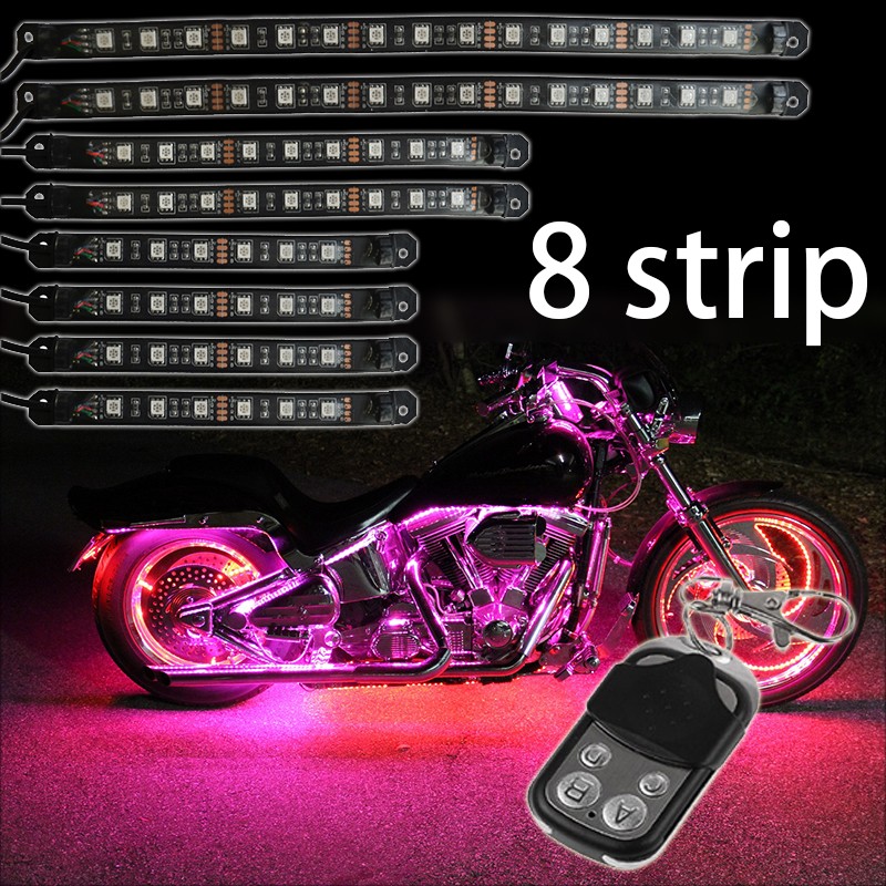 Kingshowstar - Durable 12v All Color SMD5050 Flexible Led Strips Cruisers Motorcycles led lights 15 Color Kit with remote controller LED Motorcycle Bicycle Light 12