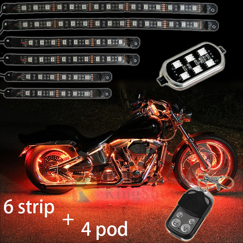 Kingshowstar - Durable 12v All Color SMD5050 Flexible Led Strips Cruisers Motorcycles led lights 15 Color Kit with remote controller LED Motorcycle Bicycle Light 26