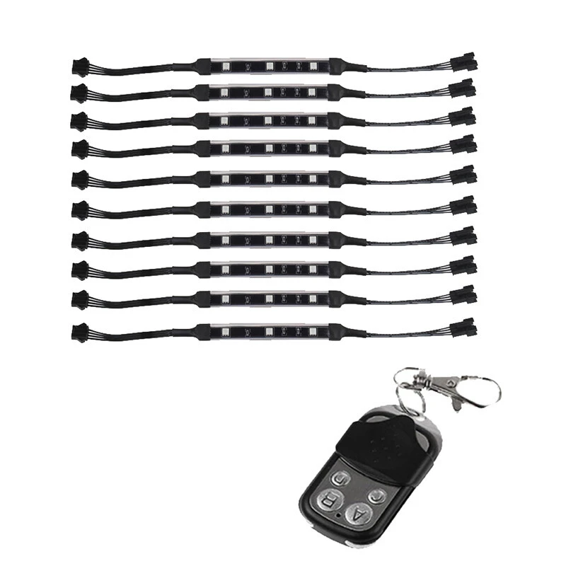 Kingshowstar - DC 12V Colorful Universal Motorcycle Accent Neon Underglow Light Kit RGB Motorbike LED Rock Pod Light 10pc 5050 led motorcycle light kit 1