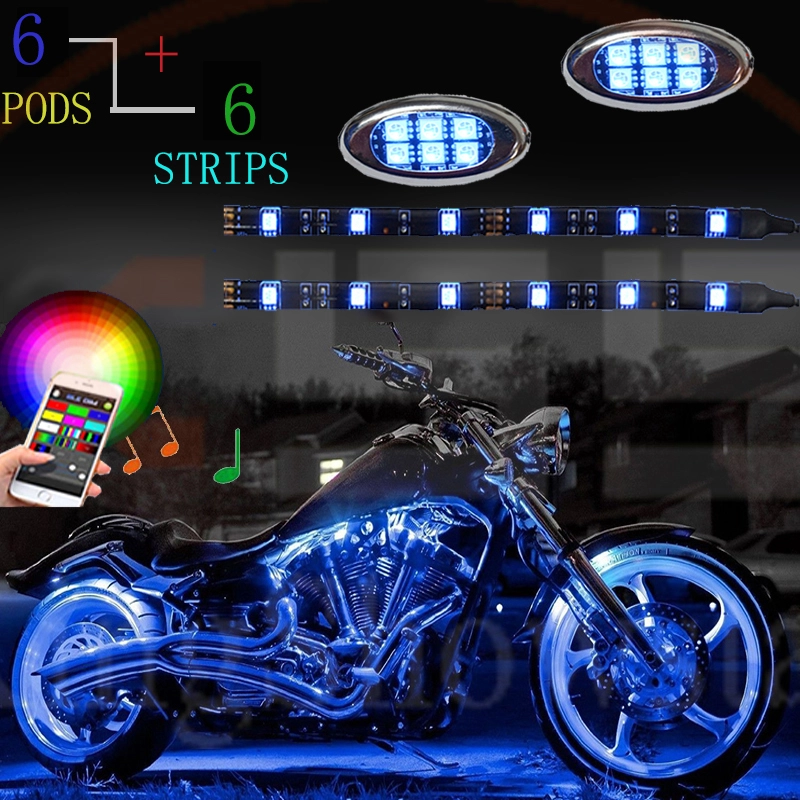 Kingshowstar - 14PC Remote Controller LED Motorcycle Strip app Neon Lighting Kit LED Motorcycle Bicycle Light 1