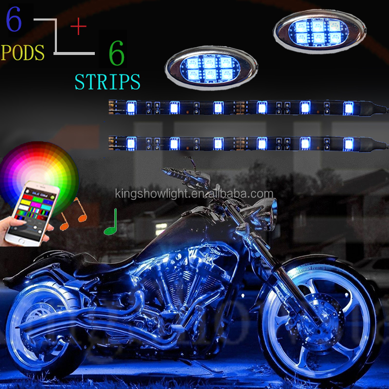 Kingshowstar - 14PC Remote Controller LED Motorcycle Strip app Neon Lighting Kit LED Motorcycle Bicycle Light 10