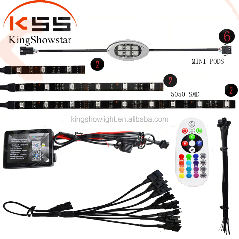 Kingshowstar - 14PC Remote Controller LED Motorcycle Strip app Neon Lighting Kit LED Motorcycle Bicycle Light 12