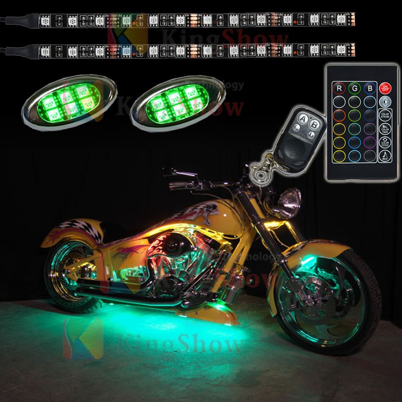 Kingshowstar - 8 PC Advanced Universal Motorcycle Underbody super bright 192LED Multicolor NEON ACCENT Light Kit LED Motorcycle Bicycle Light 26