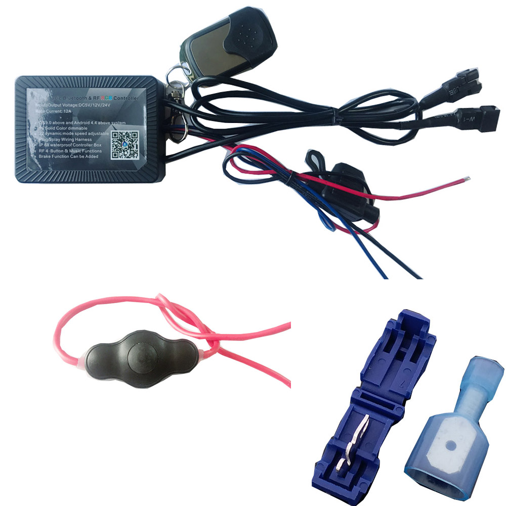 Sunpie 8 pcs motorcycle LED Light Kit Strips with Blue-tooth Remote 12