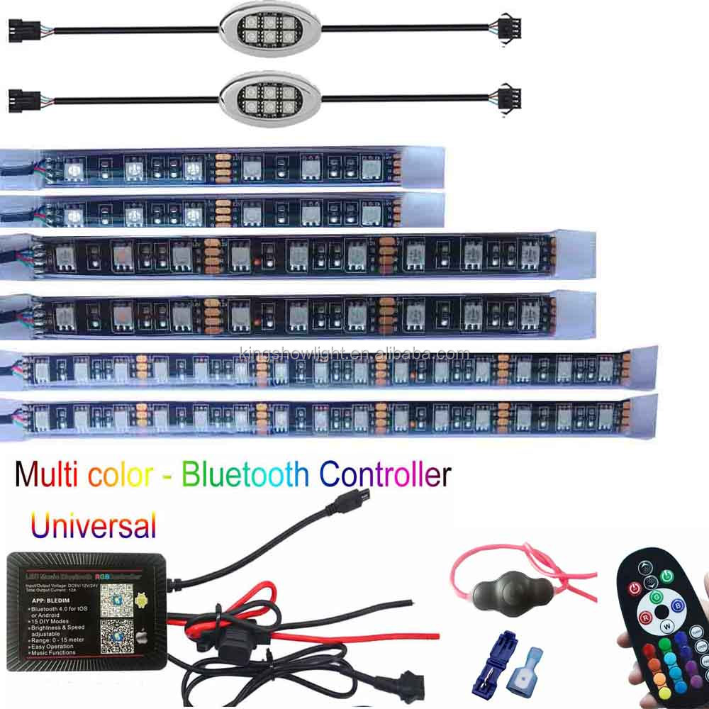 Sunpie 8 pcs motorcycle LED Light Kit Strips with Blue-tooth Remote 10
