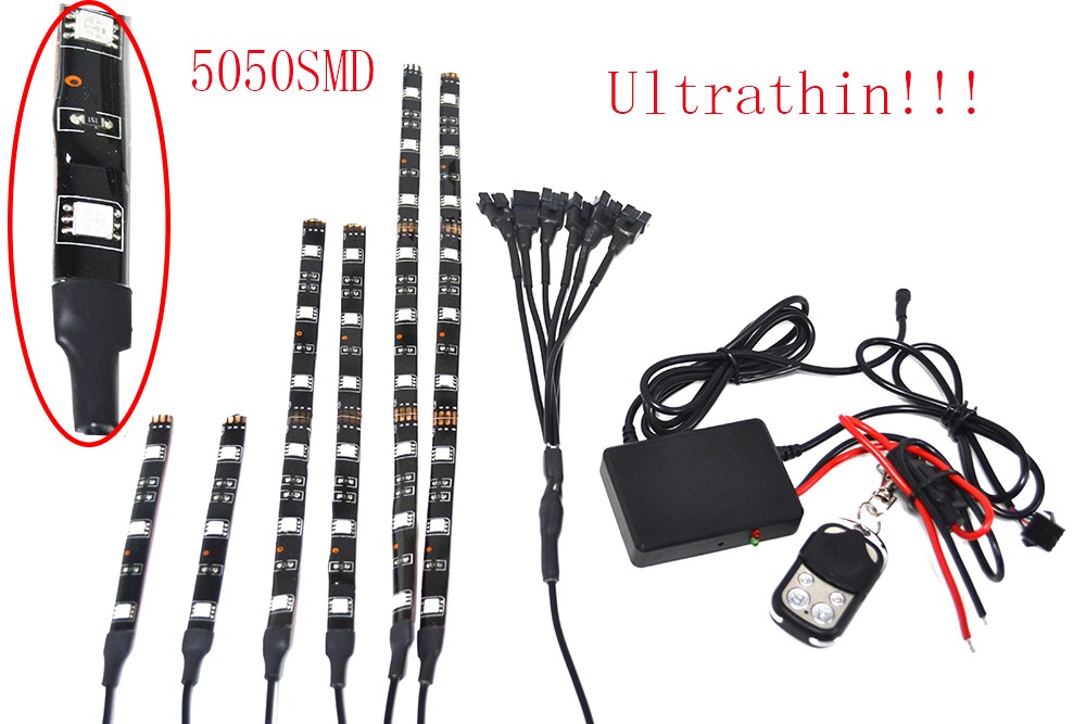 Kingshowstar - 18 Color 6pcs RGB Motorcycle ATV Flexible Strip LED Light Lamp NEON Remote Kit LED Motorcycle Bicycle Light 9