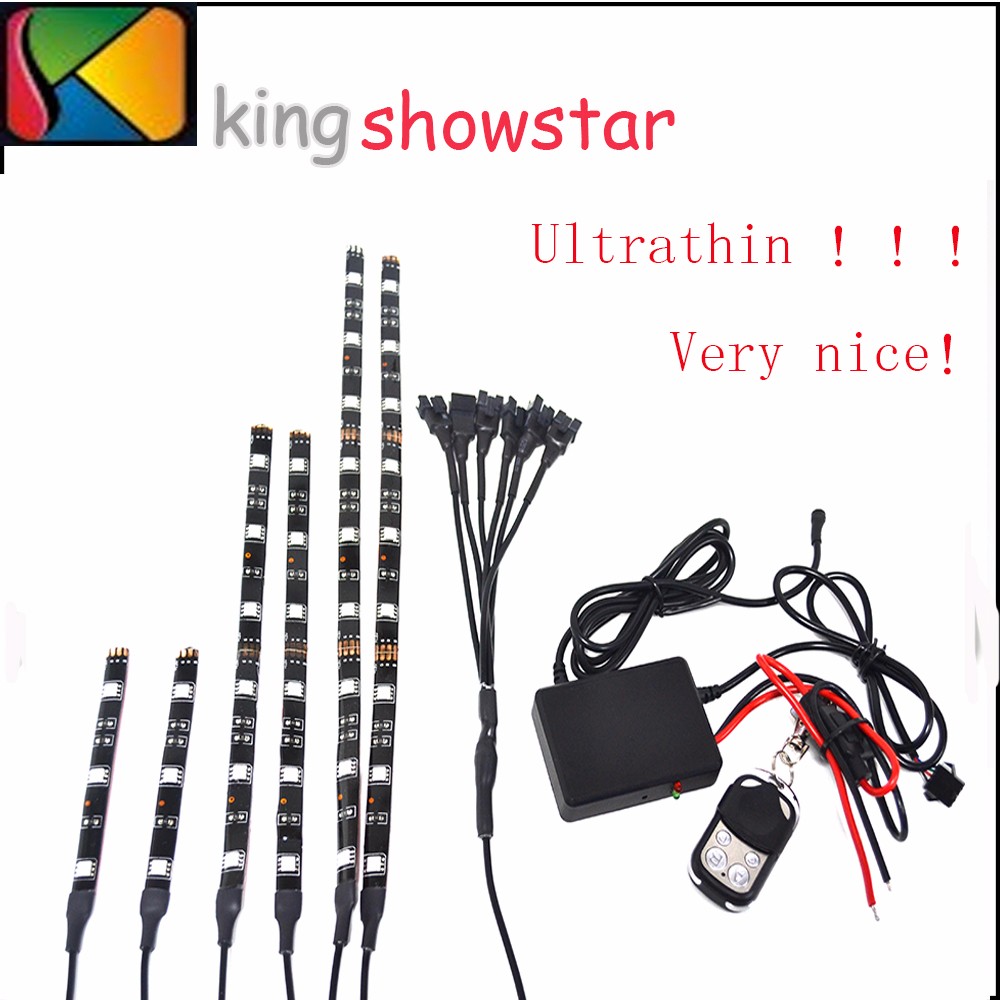 Kingshowstar - 18 Color 6pcs RGB Motorcycle ATV Flexible Strip LED Light Lamp NEON Remote Kit LED Motorcycle Bicycle Light 7