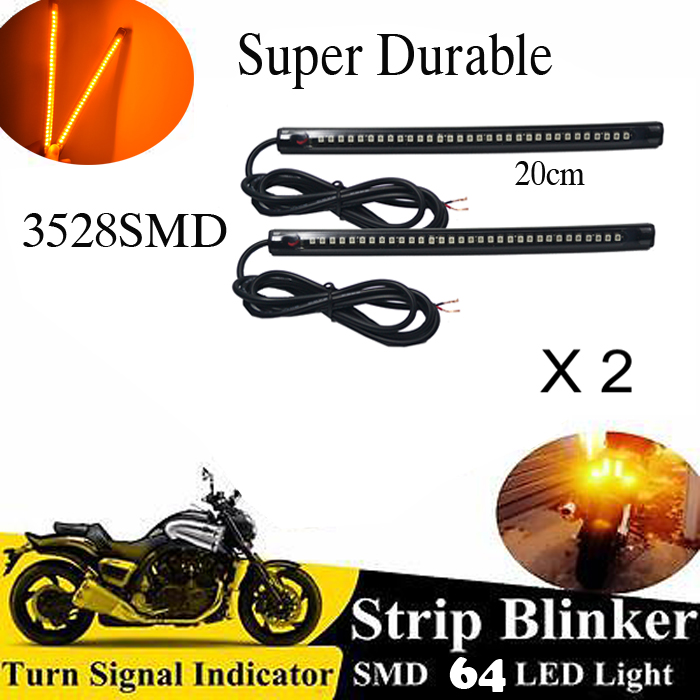2pcs flexible mini strip led motorcycle turn signal universal amber light strip 11