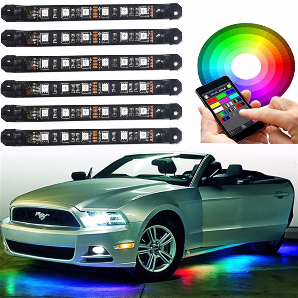 Kingshowstar - 6pcs Cellphone Blue-tooth Controlled Motorcycle LED glow Light Kits with Music Sync Ungrouped 7