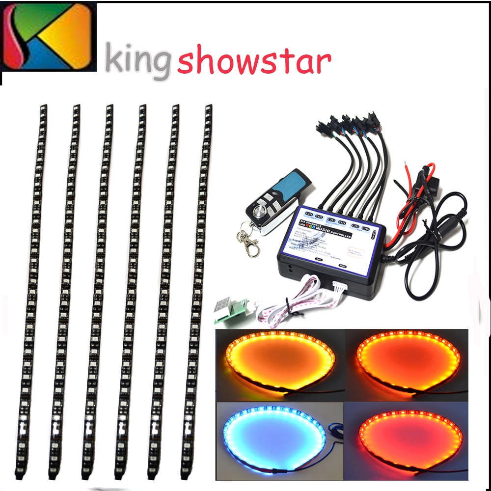 Kingshowstar - 6 pcs 60cm Auto car disco light Underbody Engine Neon Accent light Kit with 6 channel Multi-function controller Ungrouped 1