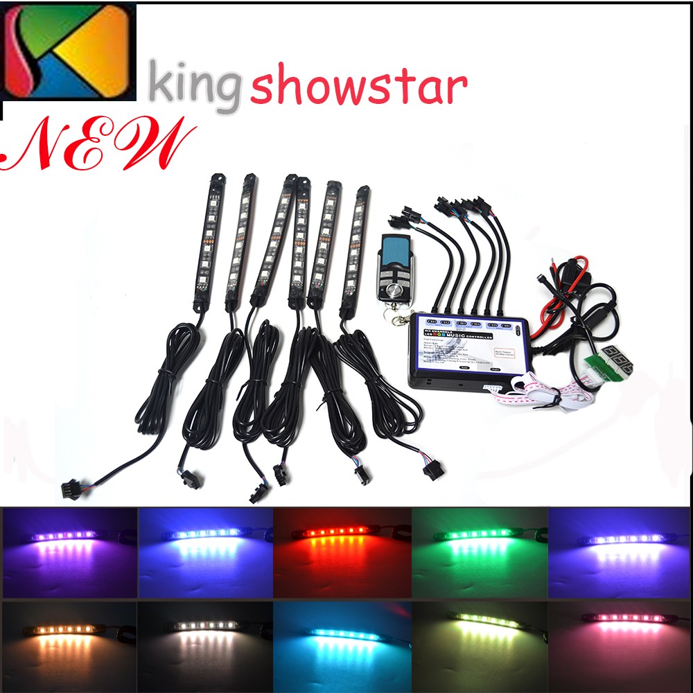 Kingshowstar - 6 pcs 60cm Auto car disco light Underbody Engine Neon Accent light Kit with 6 channel Multi-function controller Ungrouped 26