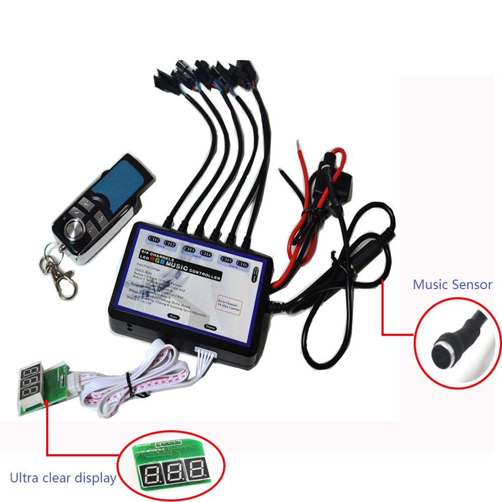 Kingshowstar - 6 pcs 60cm Auto car disco light Underbody Engine Neon Accent light Kit with 6 channel Multi-function controller Ungrouped 16