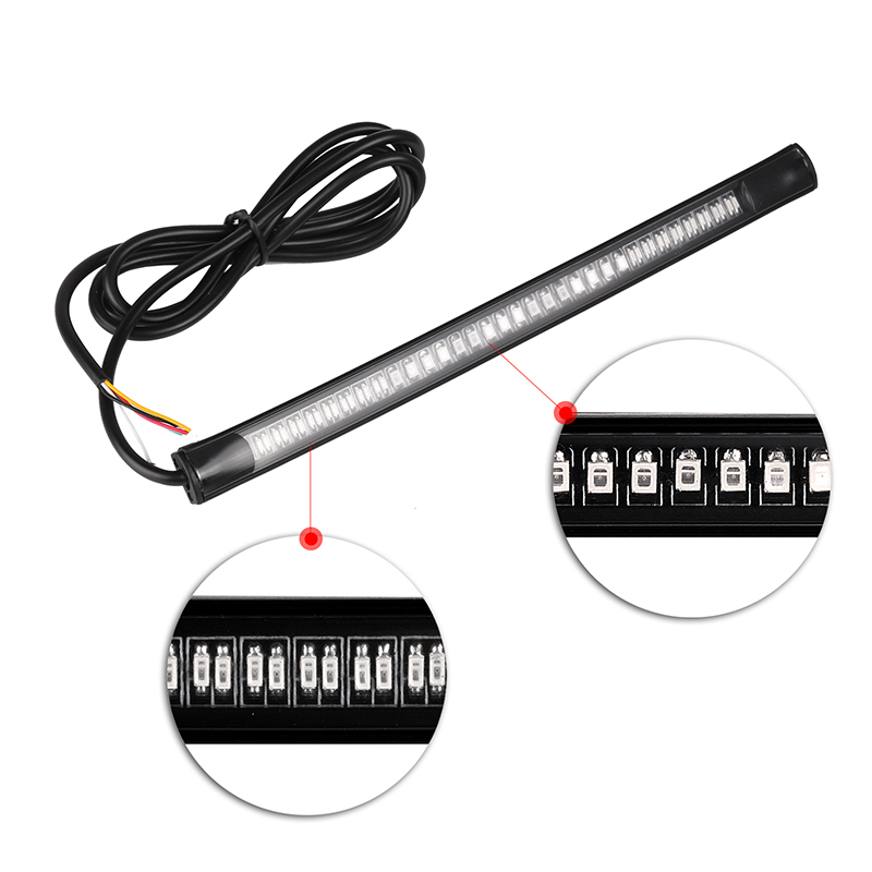 Universal led safety Light Strip Tail Brake Stop Turn Signal 32LED 8 Flexible Led Light Bar Motorcycle Lighting System 12