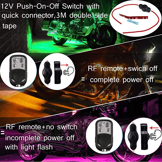 6Pcs Led Light Kits Multi-Color Wireless Remote Control Motorcycle Atmosphere Lamp RGB Flexible Strips Ground Effect Light kit 18