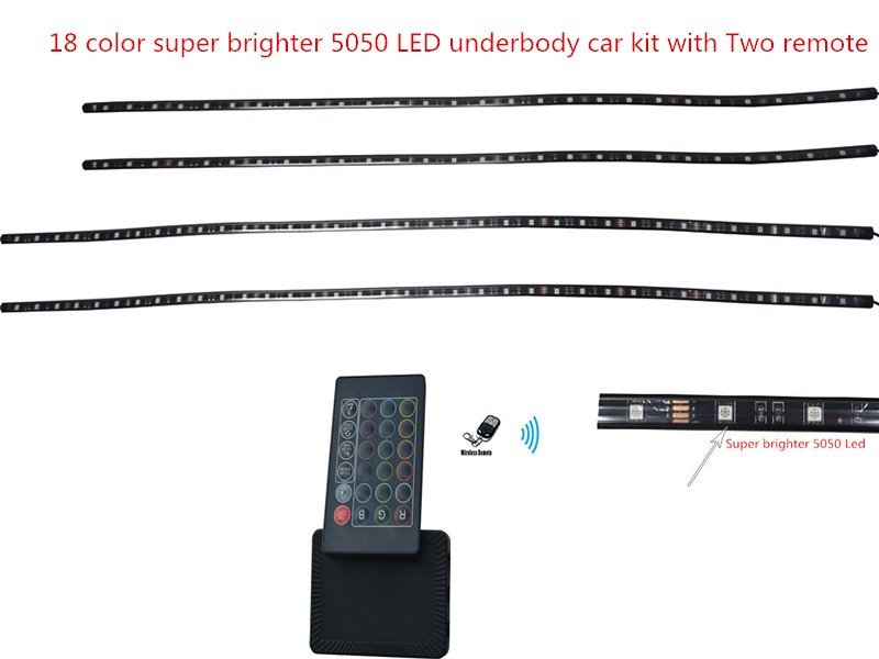 Kingshowstar - New Wireless Sound Control 5050 LED RGB Neon Strip Under Car Auto Glow Underbody System 18 Color Light Kit LED Motorcycle Bicycle Light 10