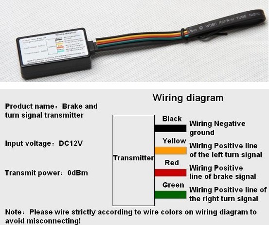 8 LED Wireless Motorcycle Helmet Brake Stop Turn Signals Indicator Red Amber 12V 12