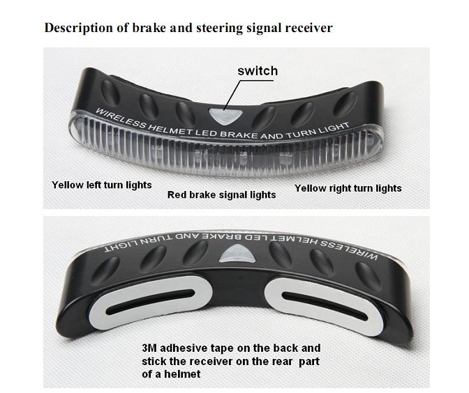 8 LED Wireless Motorcycle Helmet Brake Stop Turn Signals Indicator Red Amber 12V 10