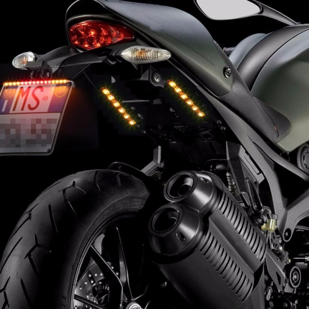 2pcs Flexible Mini Strip Led Motorcycle Turn Signal Universal Amber Light Strip 6LED 1