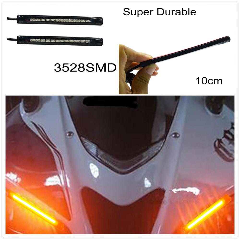Kingshowstar - 2pcs 10cm universal amber 48 led motorcycle strip turn signal indicator blinker light LED Motorcycle Bicycle Light 8