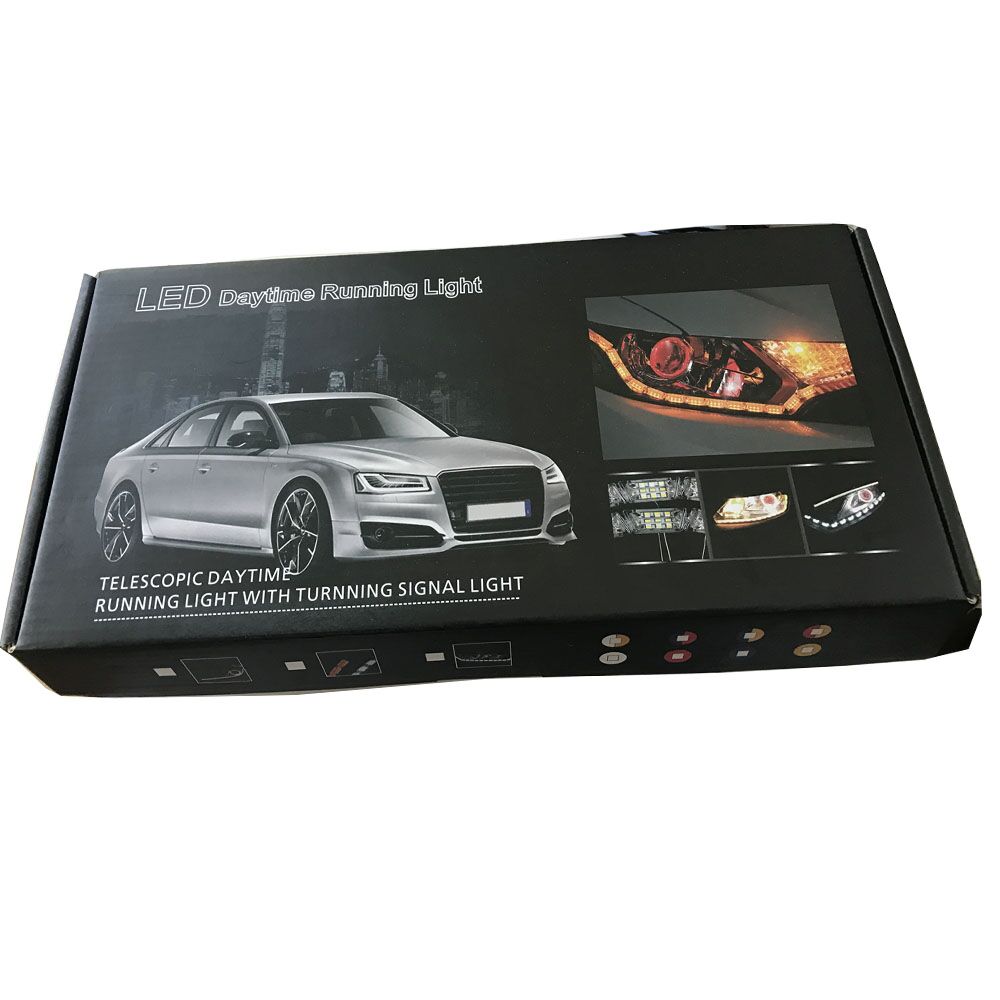 Dual Color LED Strip Headlight Daytime Running Light Amber Flowing Turn Signal 13