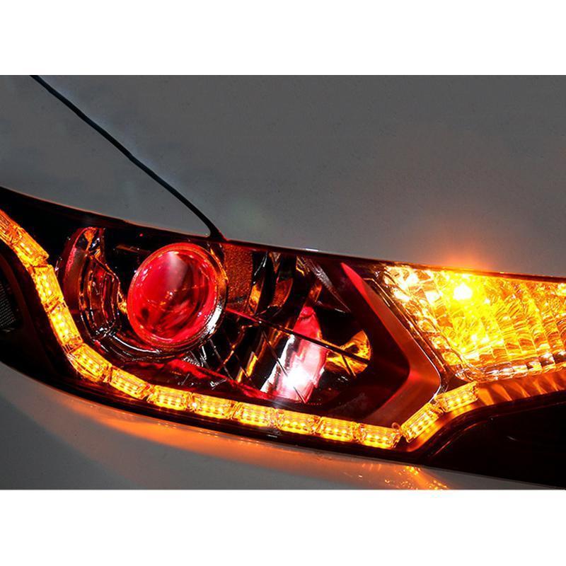 Dual Color LED Strip Headlight Daytime Running Light Amber Flowing Turn Signal 7