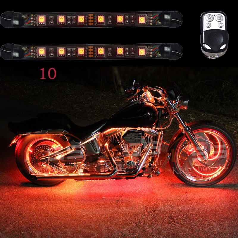 Hight Quality 10PC single Color Custom LED Car Motorcycle Led Light Strip Kit with Remote Controller 9