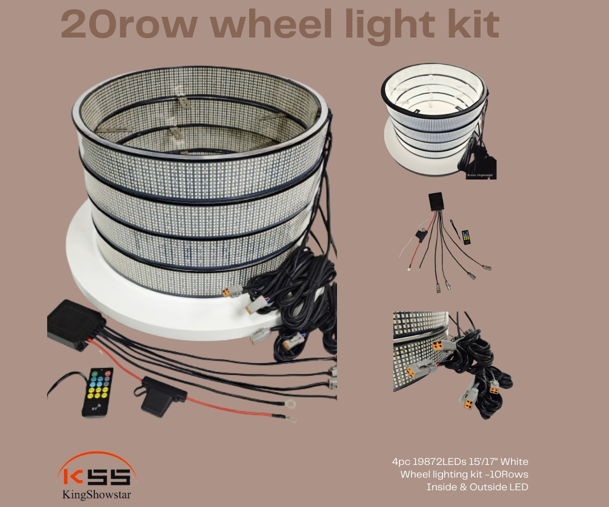 Kingshowstar 20row Ultra-Bright LED Wheel Light Kit Waterproof, Wireless Controlfor Cars, Trucks, SUVs | Factory Price 1