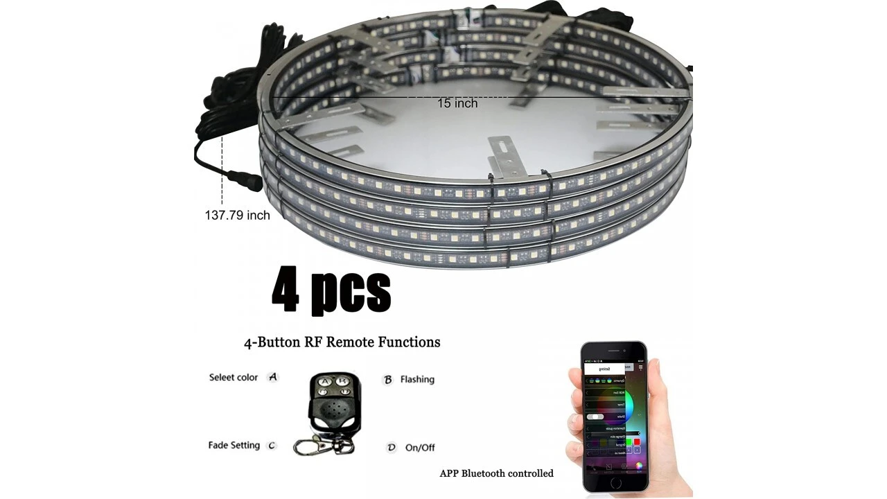 Professional 15/17in RGBW  double side Led  wheel light manufacturers 1