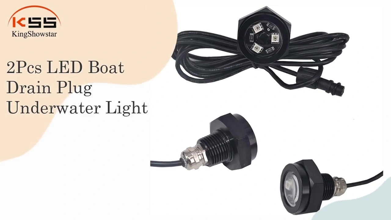 2Pcs LED Boat Drain Plug Underwater Light, 3X3W/12V, 50000hr Lifespan,Garber-Fishing, Swimming, Diving, 1/2 NPT,RGB with Bluetooth Remote Controller 1