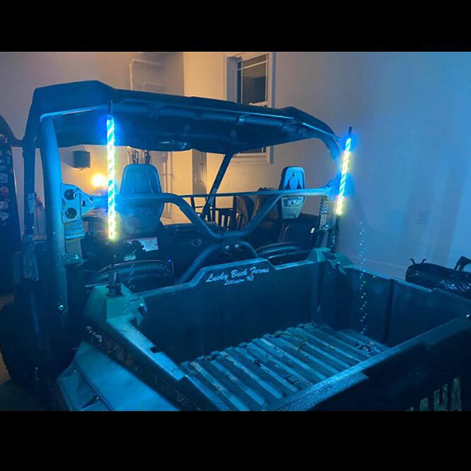 3/4ft/4ft/5ft/6ft/7ft LED Whip Light with Flag Pole Remote Control Spiral RGB Chase Light Offroad Warning Lighted Antenna LED Whips 3