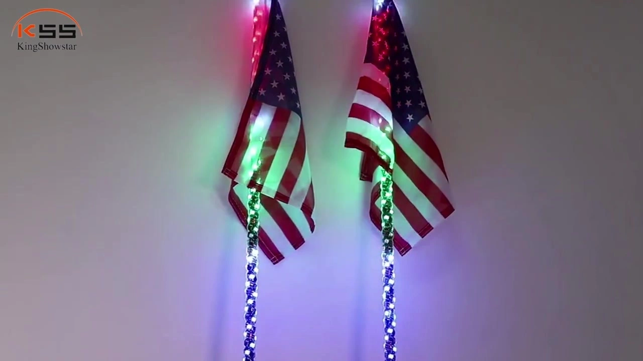 3/4ft/4ft/5ft/6ft/7ft LED Whip Light with Flag Pole Remote Control Spiral RGB Chase Light Offroad Warning Lighted Antenna LED Whips 1