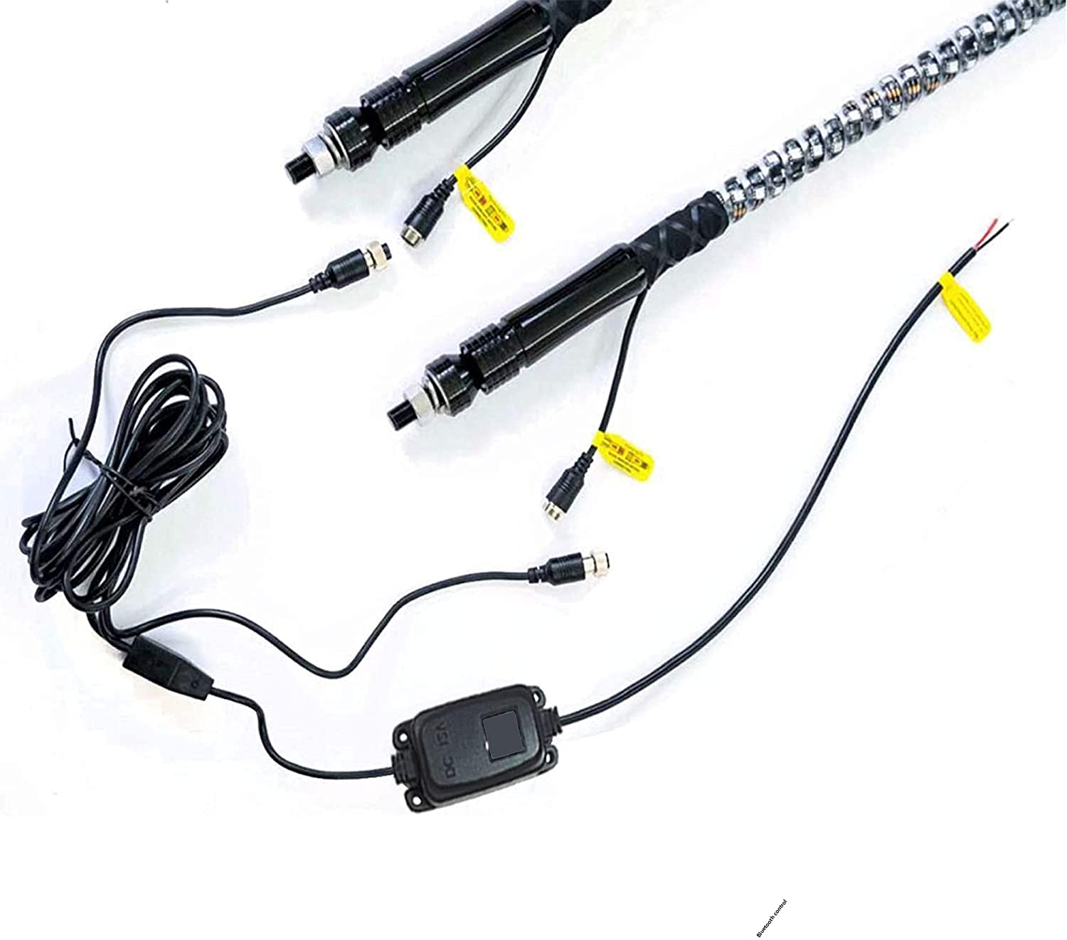 3/4ft/4ft/5ft/6ft/7ft LED Whip Light with Flag Pole Remote Control Spiral RGB Chase Light Offroad Warning Lighted Antenna LED Whips 2