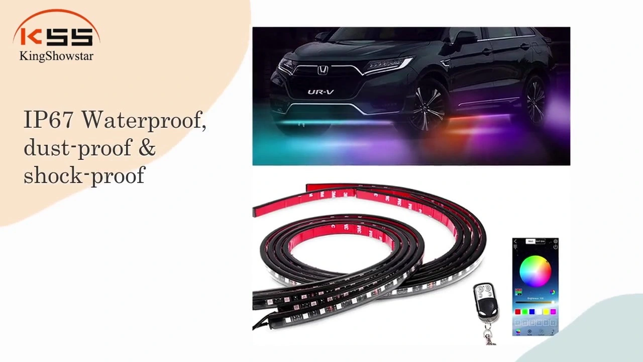 Customized Car Underglow Neon Lights, 4PCS Multi-Color LED Underbody Strip Light Kit with APP &amp; RF Control Waterproof for Exterior Cars Trucks Vans Decorative Light manufacturers From China 1