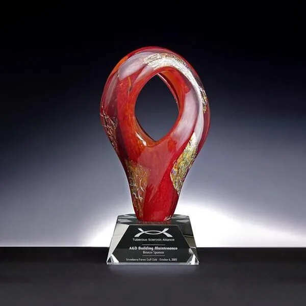 Noble Hand Blown Crystal Custom Color Art Glass Trophy Award 1