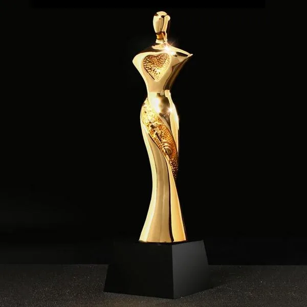 Gold Color Resin Crafts Resin Woman Figurine Trophy 1