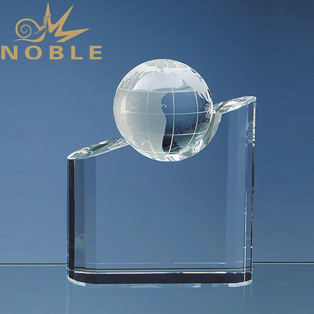 Excellent design free engraving crystal globe trophy 1