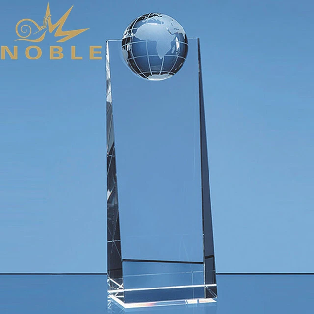 Noble new design high quality blank crystal wedge with globe 1