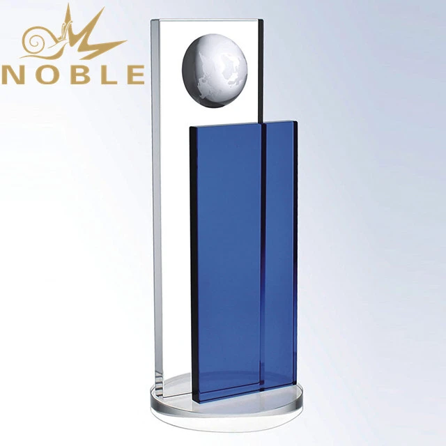 Noble Custom Blue Crystal Plaque with Globe 1