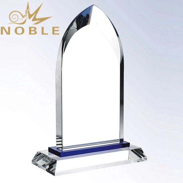 High Quality Best Selling Blank Crystal Trophy With Blue Plate 1