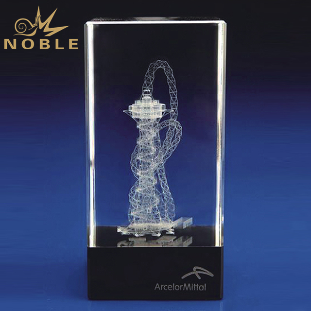 Laser Engraved Logo Crystal Cube On Black Base 1