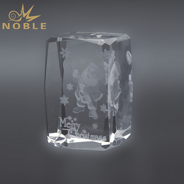 Laser Engraved Santa Claus Crystal Cube 1
