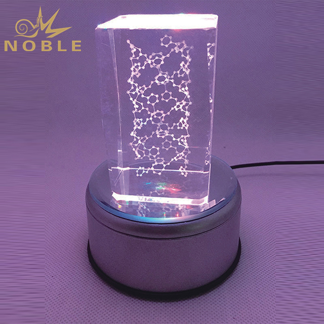 Laser Engraved Crystal Cube On LED Base 1