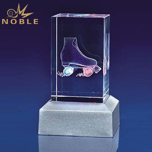 Customized Craft Crystal Cube With LED Base 1
